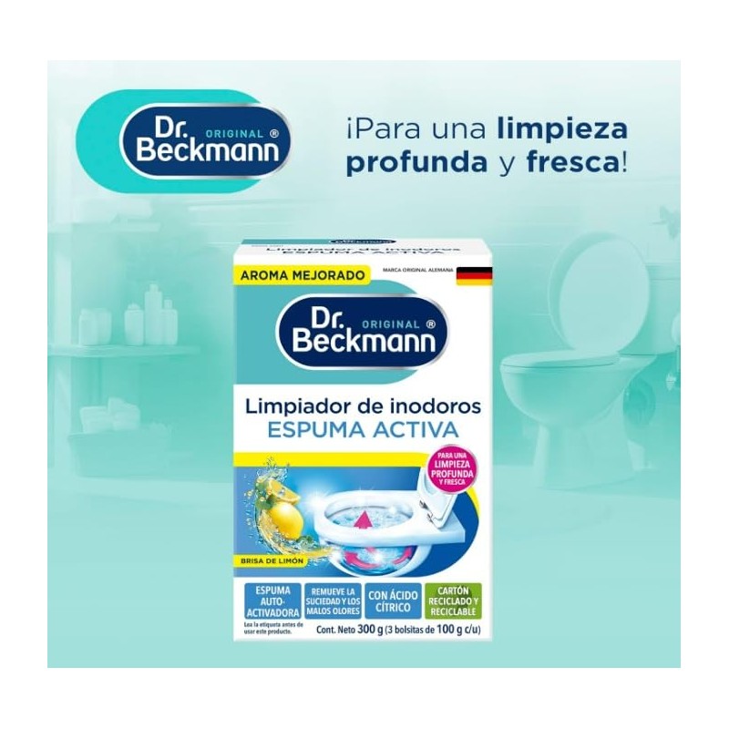 Dr. Beckmann, Limpiador de Inodoros Espuma Activa, 3 Bolsitas de