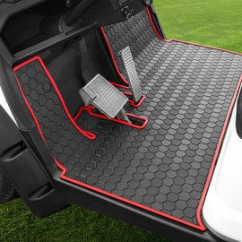 LEAPGOMAX Yamaha Drive2 Golf Cart Floor Mat, Full Coverage Golf Cart Floor Mat Replacement for Yamaha Drive2 Models Only (2017-2023) & UMAX Rally 4x4-Red Trim