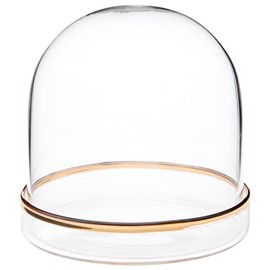 Plymor 3" x 3" Glass Display Dome Cloche (Gold Rim Glass Tray Base), Pack of 12