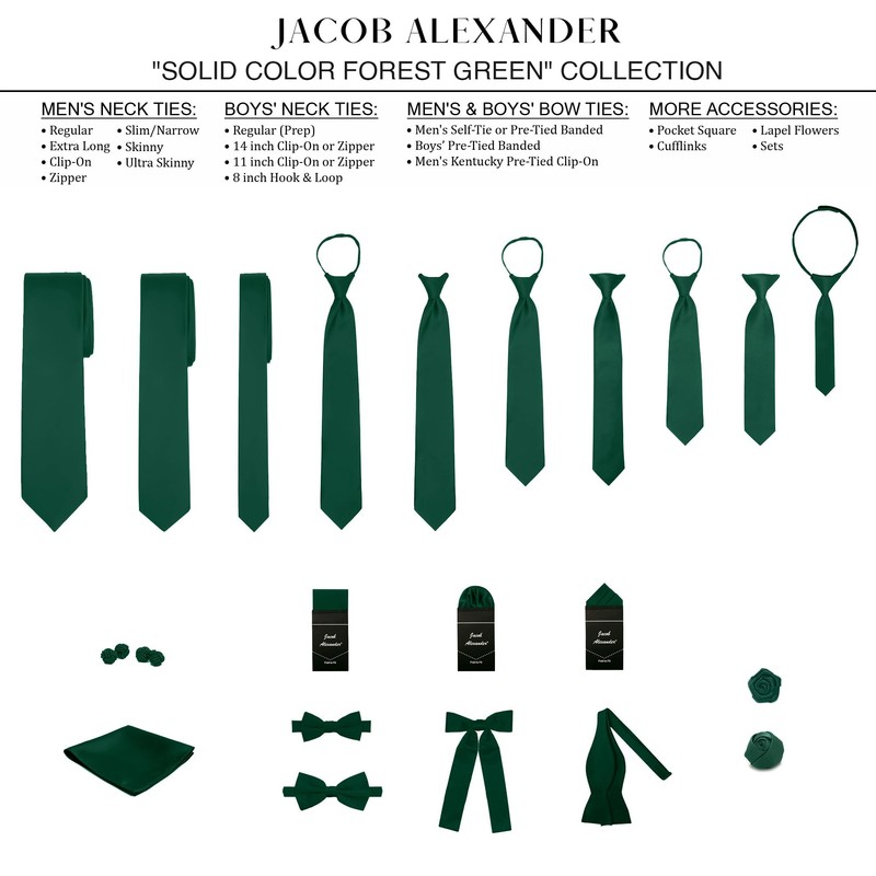 Jacob Alexander Solid Color Men's Regular Tie - Forest Green