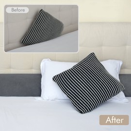 Vekkia Full Bed Wedge Pillow for Headboard Gap Filler(0-5"),High-Density Foam,Prevents Pillows & Items from Falling,Ergonomic Design,Large Storage Pockets, Removable&Washable Cover,Gray,54''x10''x6''