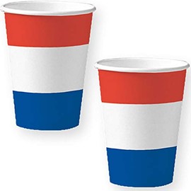 DH-Konzept Pack of 10 Netherlands / Holland Cups for Birthday, Country Party or Company Event in Red/White/Blue | Orangje Netherlands Paper Cups Party Cups Set