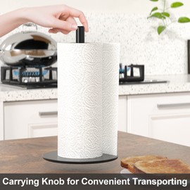 Black Paper Towel Holder Countertop, Free-Standing Kitchen Roll Holder, Stainless Steel Kitchen Towel Holder for Kitchen Rolls Organizer