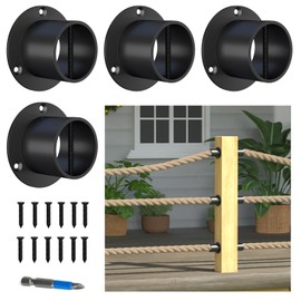Coliwel 4Pack 2inch Black Rope End Snap with Cross Screw Securing Rail Support Cap for Hemp Fencing Stair Deck Railing Kit