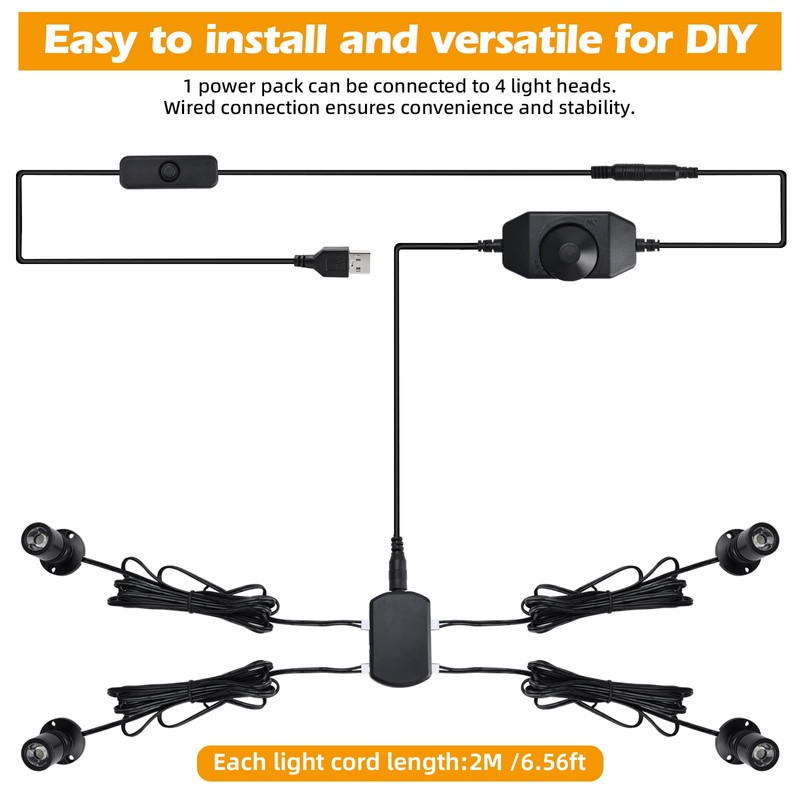 YaeCCC USB Powered Mini Spotlights for Display,Dimmable Mini LED Spotlight