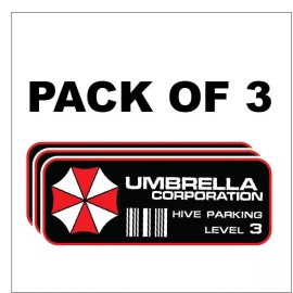 Decals by Haley 3pk Umbrella Corporation Hive Parking Level 3 Resident Evil Zombie Decal Sticker