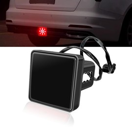 Eratus 1 PC Car 15 LED Non-polarity Hook Tail Light with Wiring Harness, 3.15" Square 12V ABS Shell Super Bright Waterproof Design Brake Light, Plug Play Safety Warning Light Accessory (Black)