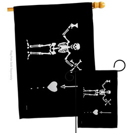 Bartholomew Roberts Original Garden House Flag - Set Coastal Pirate Ship Skull Treasure Map Carribean Jolly Blackbeard Jack - Decoration Banner Small Yard Gift Double-Sided Made in USA 28 X 40