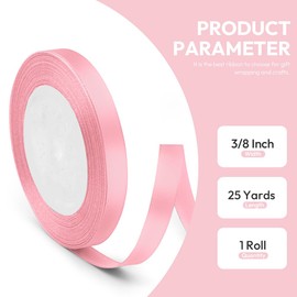 Quhora 3/8" x 25 Yards Satin Ribbon, Light Pink Silk Ribbon Ideal for Gift Wrapping, Floral Bouquets, Crafts, Wedding Party Decorations, Christmas and Sewing Projects