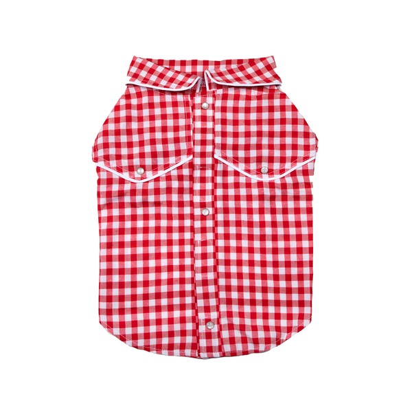 Doggy Parton Red Gingham Western Collared Shirt for Pets - L