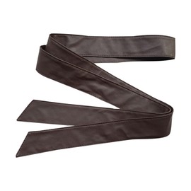 JIHUOO 180cm PU Leather Belt Long Sash Belt Women Obi Belt Waist Band Waistband Belts Overcoat Belt Replacement Brown