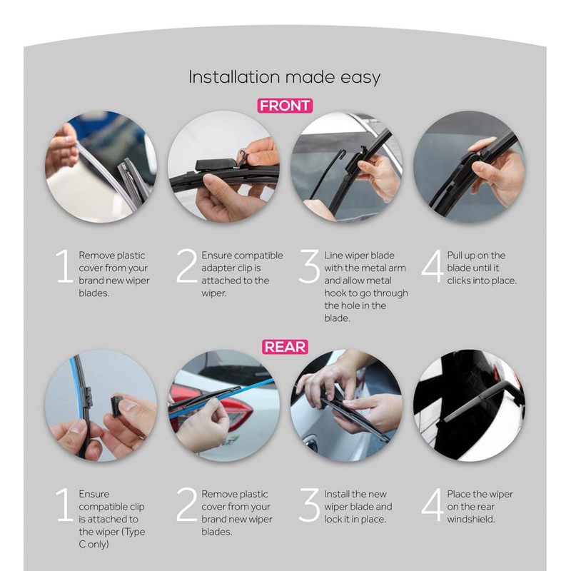 TRAPO Windshield Wiper Blade, Automotive Replacement Windshield Wiper Blade, 16