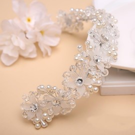wenjeso Kids Headband Girls Pearl Flower Garland Headband Hair Accessories for Kids Photography Birthday Party Recital Stage Princess Style Soft Material Long Time Wearing Comfortable -sv