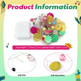 Tuanse 7.5ft Folklore String Lights with 108 LEDs Hanging Battery Operated Fairy Lights for DIY Wreath Home Weeding Indoor Outdoor Decorations