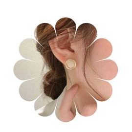 Inilbran Boho Opal Moonstone Earrings Gold Moonstone Stud Earrings Vintage Moonstone Circle Earrings Geometric Circle Earrings Jewellery for Women and Girls, Zinc, No Gemstone