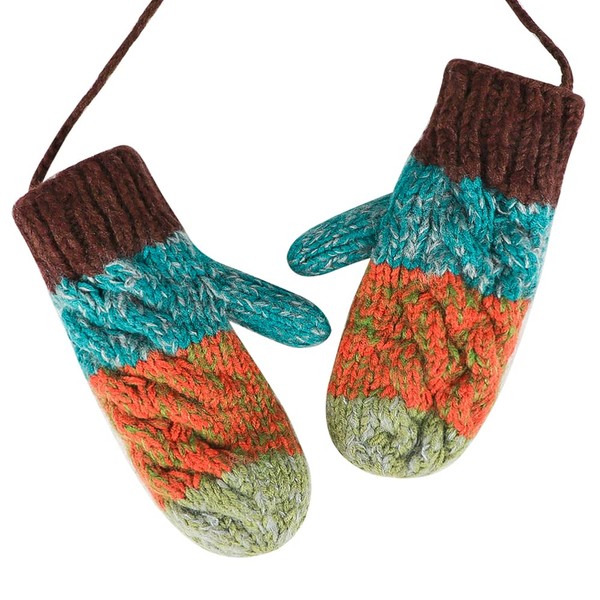 IBLUELOVER Ladies Knitted Mittens Thermal Winter Mittens With String Women