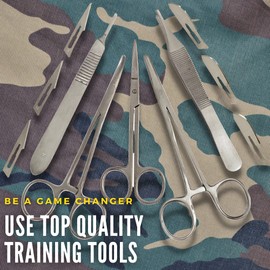 Mixed Suture Threads with Needle Plus Tools 40PK (28Pcs Dissolvable + Non-dissolvable w/ 12 Tools) Sutures Student’s Suture Practice Kit, Suturing Surgical Training, First Aid Emergency Demo, Vet Use