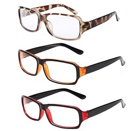FancyG Vintage Inspired Classic Retro Style Rectangle Shape Glasses Frame Clear Lens Eyewear 3 Pieces Color Set67
