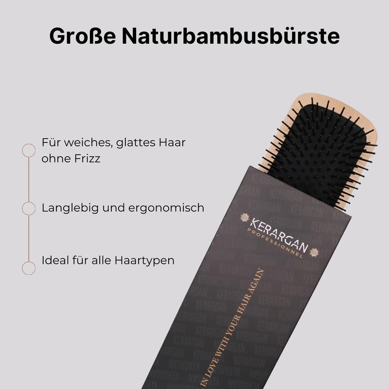 Kerargan - Large natural bamboo brush - Detangles and reduces