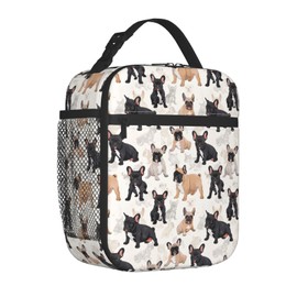 ainori Reusable French Bulldog Lunch Box for Kids Girls Boys Women Adult, Insulated Cute Dog Lunch Bag,Polyester Cooler Handbags Case for School Picnic Work Travel Beach or Hiking