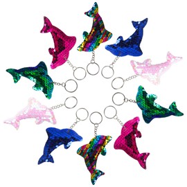 BGNXHYB 10 x Dolphin Keyrings, Sequin Keyring, Dolphin Pendant, for Children's Party, Birthday, Dolph