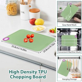 Minicoco Premium Chopping Board Non Slip Chopping Board Dishwasher Safe Cutting Board Flexible Chopping Mats Chopping Boards for Kitchens (Green)