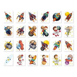 24 Tattoos * Rocket * as Party Bags and Game for Children | 47321 | Space Astronaut Space Sticker Tattoo Children's Tattoo Children's Birthday Birthday