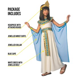 Morph Cleopatre Girls' Costume, Egyptian Girl Costume, Egyptian Girl Costume, Cleopatra Costume, Egyptian Girl Costume, Girl's Carnival Costume, Size M