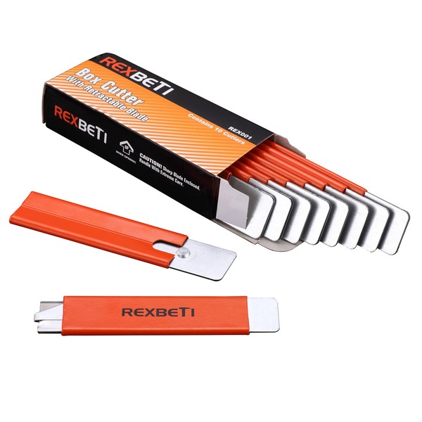 REXBETI Box Cutter, Retractable Handy Box Opener for Packages Papers and Boxes, 10 per Box, Orange