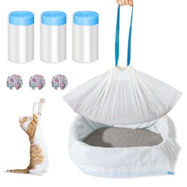 UptVin 30 PCS Large Cat Litter Tray Liners, Cat Litter Bags with Drawstring Handles Scratch Resistant and Leak Proof Heavy Duty Liners for Extra Large Litter Box (45X94CM)