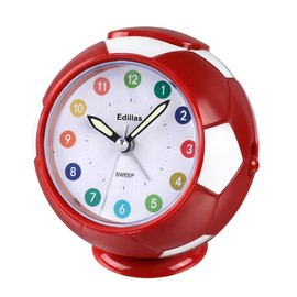 Edillas Boys Girls Children's Alarm Clock, Pointer Alarm Clock, Quiet No Tick, Snooze with Light, Football Alarm Clock, Children's Bedroom Bedside Alarm Clock
