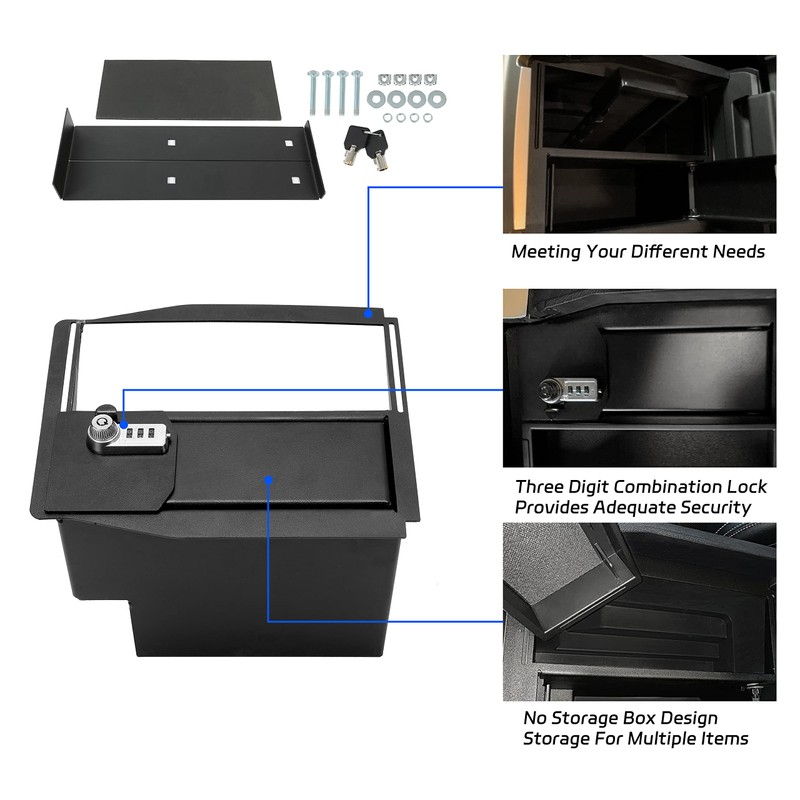 KUAFU Center Console Safe Vault Storage Box w/Bolts Compatible with