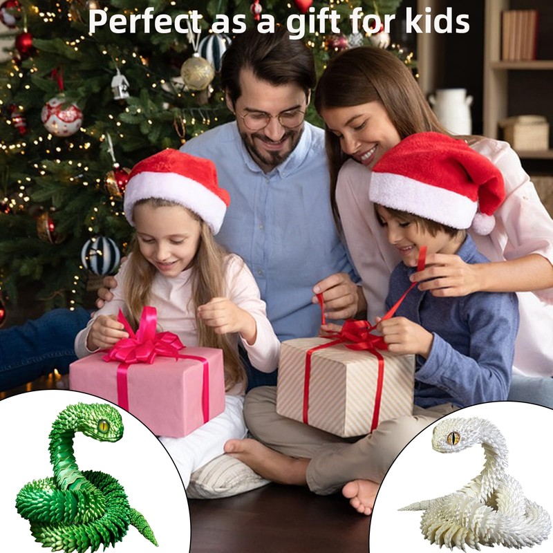 3D Printed Toys Snake 2Pcs, 3D Printed Fidget Toy, Collectable