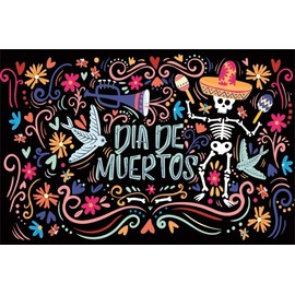 Leyiyi 5x3ft Day of The Dead Backdrop Dia De Muertos Old Classroom Grunge Graffiti Blackbaord Skull Bone Body Photo Background Vintage Mexico Holiday Adults Children Portrait Shoot Vinyl Studio Prop