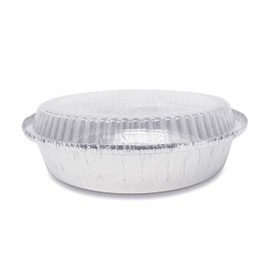 (40 Pack) Premium 6-Inch Round Foil Pans with Plastic Dome Lids l Heavy Duty l Disposable Aluminum Tin for Roasting, Baking, or Cooking