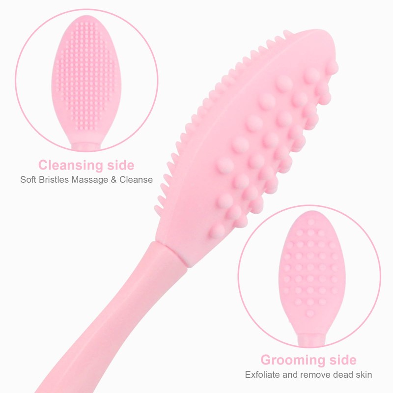 Lip Scrub Brush,Double-Sided Silicone Exfoliating Lip Brush Tool for Smoother
