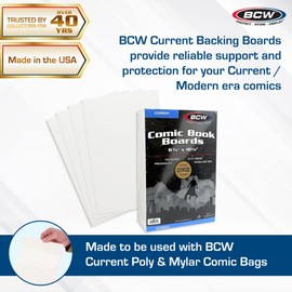 BCW BCW Current Comic Book Backing Boards - 2 Pack (200 Total) | 24 pt, Coated, Buffered with 3% Calcium Carbonate | Precision Cut for Current Comic Bags | Comic Book Boards for Long-Term Storage