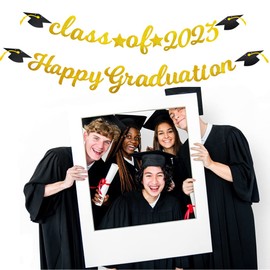 Happy Graduation Calss of 2024 Banner Congrats Grad 2024 Graduations Congratulations Garland Bunting for Party Decorations Gold