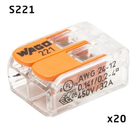 Wago - Blister pack of 40 automatic connection terminals, 2.3 and 5 inputs S221 (20-2 way terminal; 15-3 way terminal; 5-5 way terminal)