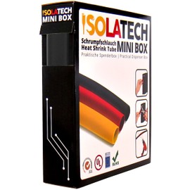 ISOLATECH Heat Shrink Tubing 3:1 Mini Box without Glue Black Diameter 18 mm 4 m UV Resistant Sold by the Metre Unlabeled Roll in Practical Dispenser Box