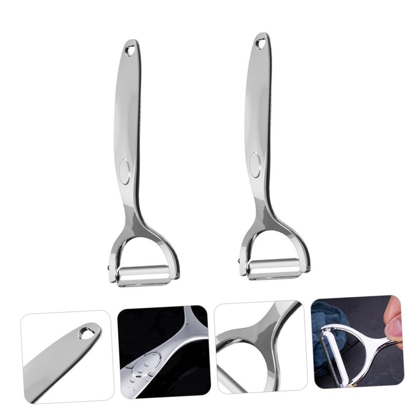 Mobestech 2Pcs Y Shape Stainless Steel Fruit Vegetable Peeler Ergonomic
