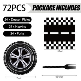 72 Pcs Race Car Paper Plates and Napkins Party Supplies , Race Car Birthday Party Decorations Disposable Party Plates and Napkins Tableware Set for Boys Birthday Baby Shower Serves 24 (Race Car)