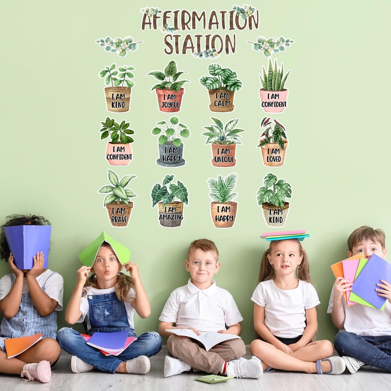 FYSUIMU Greenery Affirmation Station Bulletin Board Classroom Decorations Inspirational Motivational