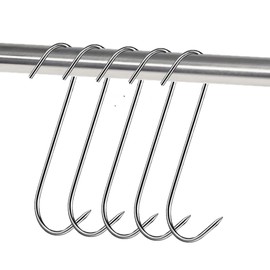 Pack of 10 Butcher's Hook d5,0x120, Butcher, S-Hooks, Hooks, Food, Stainless Steel Hooks d5,0 x 120 mm Butcher Shop, Butchers Meat Cutter Pack of 10)
