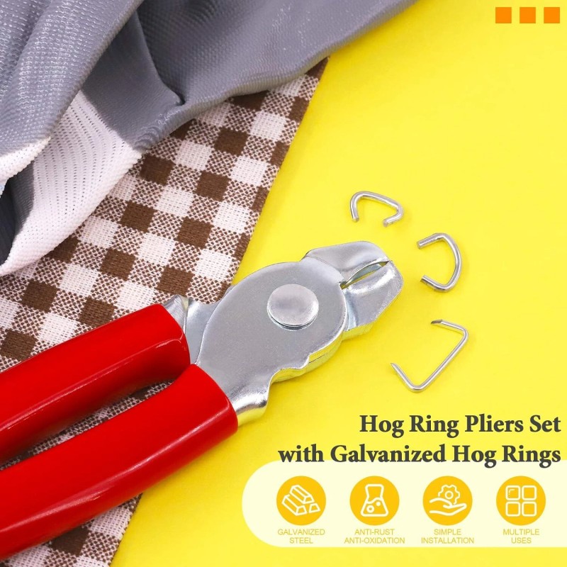 Rustark Hog Ring Pliers Set With 240 Galvanized Hog Rings