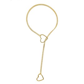 Heart O-ring Slip Chain Necklace for Women,Adjustable Lariat Y-Necklace for Men,Punk Gothic Stainless Steel Cuban Necklace for Women Girls,Size 24 '' 29 '' 34 ' (29, Gold)