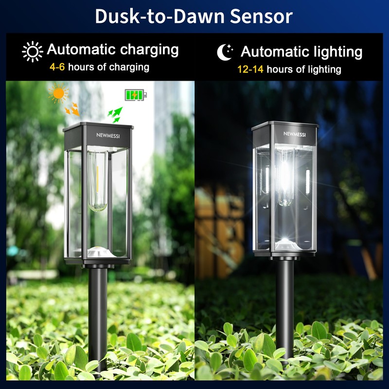 NEWMESSI Solar Pathway Lights Outdoor Solar Garden Lights Waterproof Bright