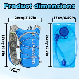 Hydration Backpack with 2L Hydration Bladder, Trail Running Backpack, Running Backpack Men, Hydration Vest Running Women, Hydration Backpack Bicycle, Ultralight Multi-Pockets Hydration Backpack for