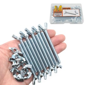 Matrelt 20 Pcs 1/4"-20 x2-1/2 Wing Screw Bolts and Wing Nut Kit Butterfly Screws and Nut with Hand Twist Tighten Wing Head Zinc Plated Hardware Fitting Fastenings Assortment Kit