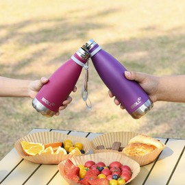 Mollcity 17 oz Stainless Steel Water Bottles-Insulated Water Bottle-Kids Water Bottle for School Double Walled Vacuum Cola Shape-Leak Proof Sport Water Bottle(Dark Purple)